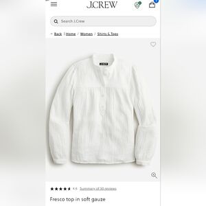 J. Crew Fresco Top in Soft Gauze, white, Size Medium